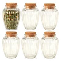 Kruidenpotjes / kleine voorraadpotjes - 12x stuks - glas - transparant - 280 ml