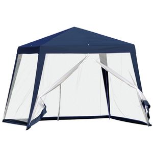 Tuinpaviljoen paviljoen partytent tuintent met muggengaas beige 3 x 3 m