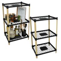 Opbergkast met 3 planken - 2x - hout / zwart - 45 x 79 cm - badkamer / keuken