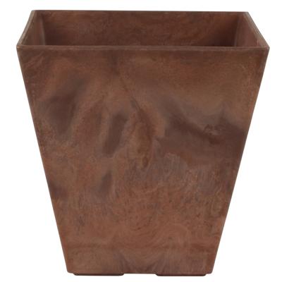 Bloempot/plantenpot - vierkant - gerecycled kunststof - terra bruin - D20 en H20 cm