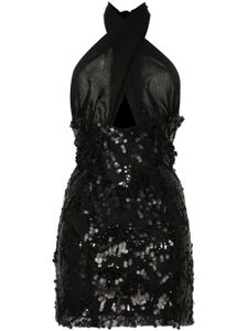 ROTATE BIRGER CHRISTENSEN robe courte ornée de sequins à dos-nu - Noir