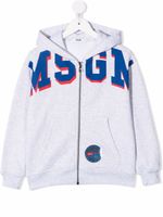 MSGM Kids hoodie zippé à logo imprimé - Gris