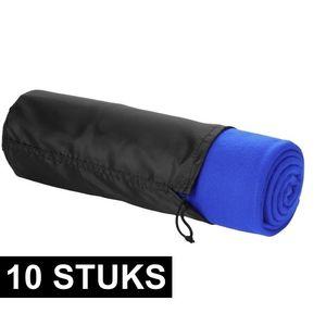 10x Fleece deken kobalt blauw 150 x 120 cm