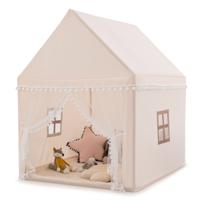 Kinderspeelhuis Stevig Huis Grote Sprookjesachtige Tent Speelhuis met Massief Houten Frame en Katoenen Deken Binnenshuis Beige/Blauw/Roze