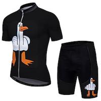 Voor heren Wielrenshirt met shorts Korte mouw Bergracen Wegwielrennen Zwart Groen Grijs Tekenfilm Fietsen Spandex Sport Tekenfilm Kleding Lightinthebox