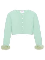 Sleeper cardigan orné de plumes à coupe crop - Vert