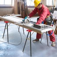 2-Pack Draagbare Zaagbok van Gegalvaniseerd Metaal met Antislip Bovenkant Zwart + Rood