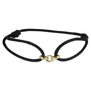 Armband Ovaal geelgoud-satijn goudkleurig-zwart 13-26 cm