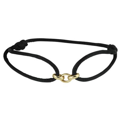 Armband Ovaal geelgoud-satijn goudkleurig-zwart 13-26 cm