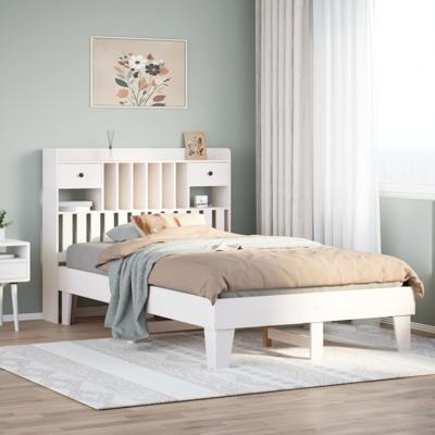 Bedframe zonder matras massief grenenhout wit 135x190 cm