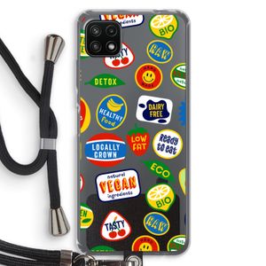 Fruitsticker: Samsung Galaxy A22 5G Transparant Hoesje met koord
