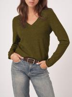 Basic V-hals trui van cashmere wolmix