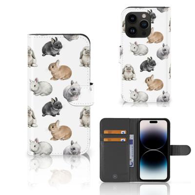 Telefoonhoesje | Met pasjeshouder | voor iPhone 15 Pro Konijntjes