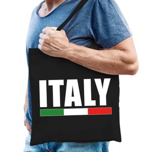 Italie supporter schoudertas Italy zwart katoen   -