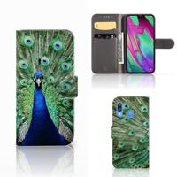 Samsung Galaxy A40 | Telefoonhoesje | Met pasjeshouder | Pauw
