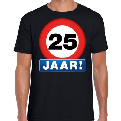 25 jaar geworden - Stopbord - verjaardag t-shirt - zwart - heren - Happy Birthday - kleding