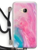Roze explosie: HTC U Play Transparant Hoesje met koord