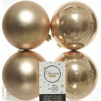 4x Kunststof kerstballen glanzend/mat donker parel/champagne 10 cm kerstboom versiering/decoratie - Kerstbal - thumbnail
