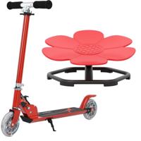 Set van 2 Kinderspeelgoed: Opvouwbare Step met Lampjes en 360° Draaibare Stoel met Antislipbasis Rood