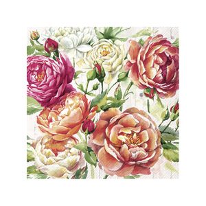 20x Gekleurde 3-laags servetten vintage rozen 33 x 33 cm   -
