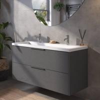 Saqu Lima voorgemonteerd badmeubel met chromen greep incl. wastafel 120,5x51,5cm gebrand zwart