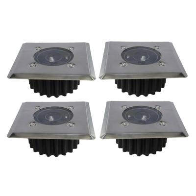 Gerimport grondspot - 8x - solar - tuinverlichting - zilver - vierkant