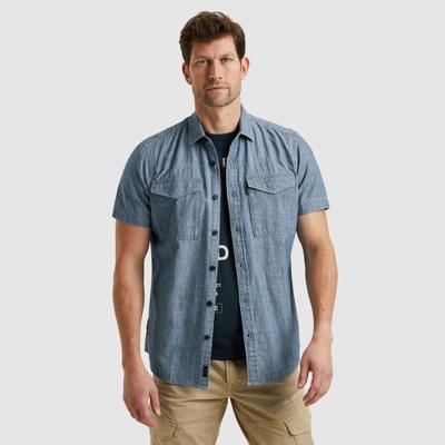 Pme Legend Short Sleeve Shirt Indigo Chambray Overhemd 590 - Real Indigo