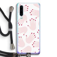 Hands pink: Huawei P30 Transparant Hoesje met koord