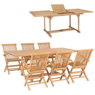 7-delige Tuinset 150-200x100x75 cm massief teakhout