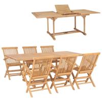 7-delige Tuinset 150-200x100x75 cm massief teakhout