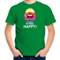 Vrolijk Paasei ei feel happy t-shirt groen voor kinderen - Paas kleding / outfit