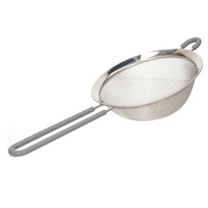 Keuken zeef - zilver - met grijs handvat - 33 x 14 cm - RVS - vergiet - keukenzeef