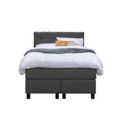 Leen Bakker - Boxspring Liv Geruit - Antraciet - 120x200 Cm - Vierkante Poot - Stof - Grijs