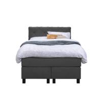 Leen Bakker - Boxspring Liv Geruit - Antraciet - 120x200 Cm - Vierkante Poot - Stof - Grijs