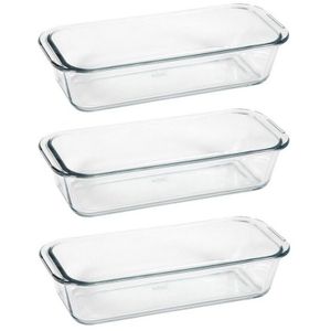 3x Glazen ovenschalen/cakevormen rechthoekig 31 x 13 x 7 cm