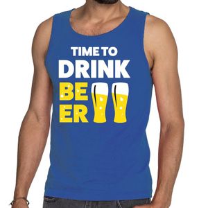 Time to drink Beer tekst tanktop / mouwloos shirt blauw