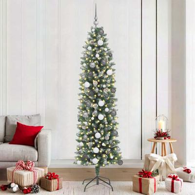 Kunstmatige slanke kerstboom Groen 210 cm PVC en Plastic en PVC