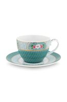 Pip Studio Blushing Birds Cappuccino Kop & Schotel Blauw