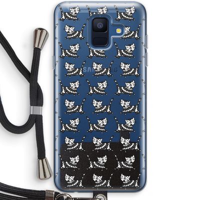 Zwarte poes: Samsung Galaxy A6 (2018) Transparant Hoesje met koord