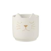 J-Line bloempot Kat - cement - wit|goud - large - Ø 19 cm