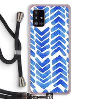 Blauwe pijlen: Samsung Galaxy A51 5G Transparant Hoesje met koord