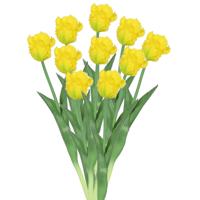 Kunstbloemen boeket tulp Parkiet - 10x - geel - real touch - levensecht - 40 cm - decoratie bloemen