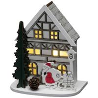 Konstsmide 3277-210 Houten figuur Huis met kerstman Warmwit LED Warm-wit Timer, Schakelaar