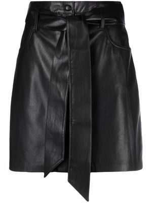 Nanushka minijupe évasée à taille ceinturée - Noir