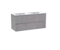 Linie Lado zwevend badmeubel 120 x 46 cm beton donkergrijs met Baro dubbele wastafel in mat witte porselein