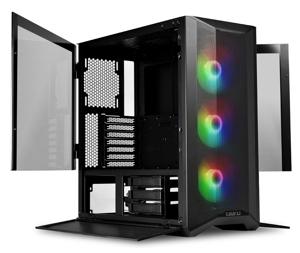 Lian Li LANCOOL II Mesh C RGB Midi-tower PC-behuizing, Gaming-behuizing Zwart 3 voorgeïnstalleerde LED-ventilators, Stoffilter, Zijvenster