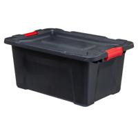 5Five opbergbox/opbergkrat - 55 Liter - zwart - kunststof - L65 x B43 x H30 cm - stapelbaar