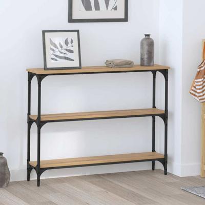 Wandtafel met plank artisanaal eikenkleurig 100 x 22.5 x 75 cm
