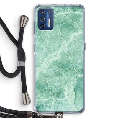 Groen marmer: Motorola Moto G9 Plus Transparant Hoesje met koord