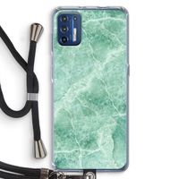 Groen marmer: Motorola Moto G9 Plus Transparant Hoesje met koord Groen marmer: Motorola Moto G9 Plus Transparant Hoesje met koord
